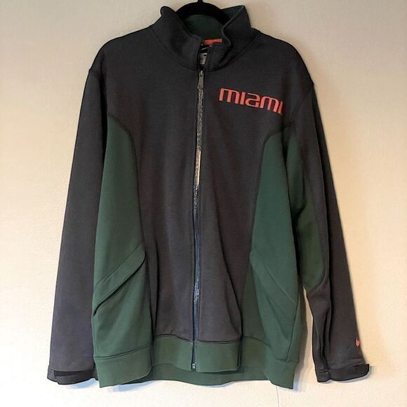 Nike University of Miami Thick Zipup hoodie. Size Large. - Picture 1 of 3